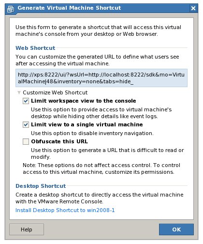 Configuring VMware Remote Console web shortuct options