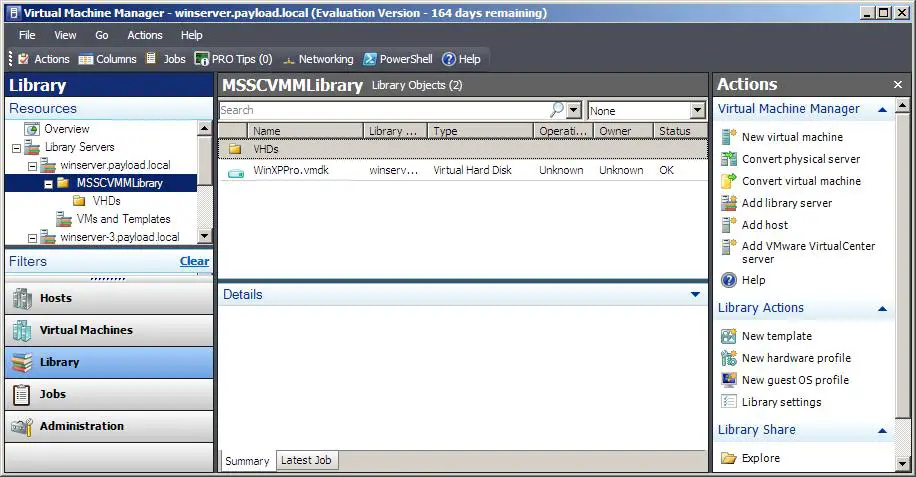A VMware vmdk file imported into VMM Library