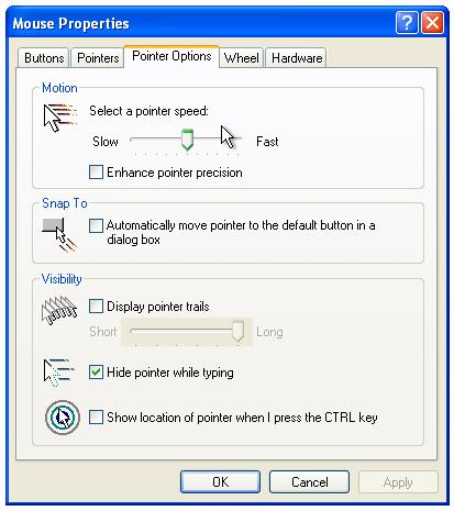Turning off mouse pointer enhancement in Windows XP to fix Xen VNC problem