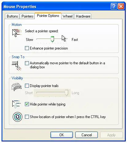 windows xp mouse cursor